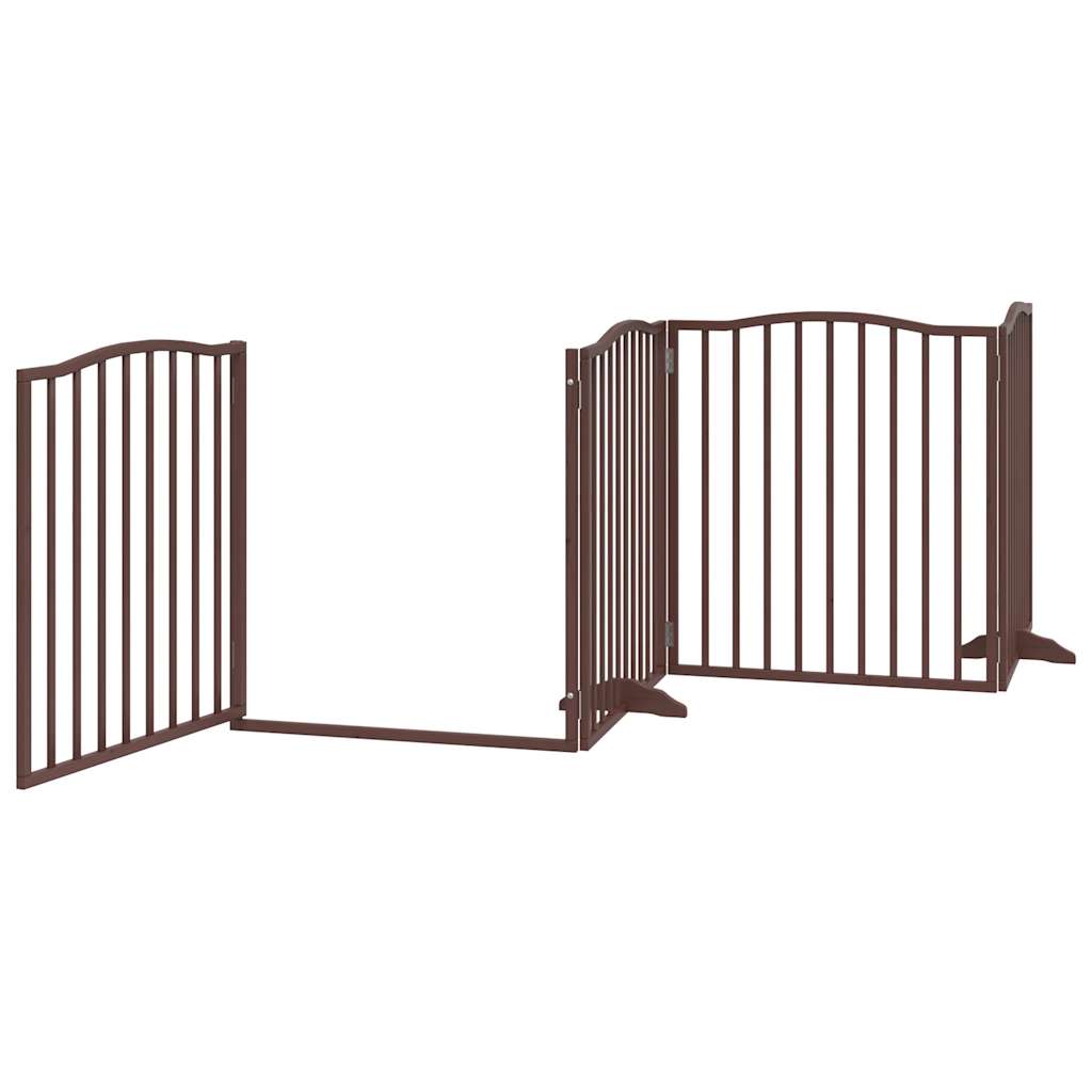 vidaXL Puerta para perros plegable 4 paneles álamo marrón roble 320 cm