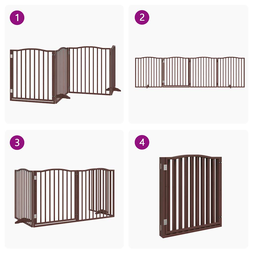 vidaXL Puerta para perros plegable 4 paneles álamo marrón roble 320 cm