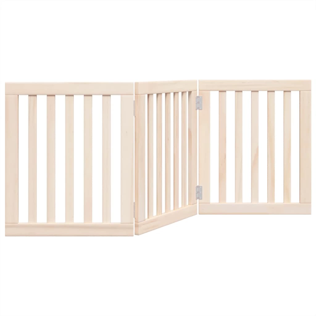 vidaXL Puerta para perros plegable 3 paneles madera de álamo 150 cm