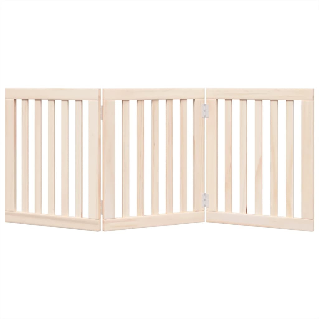 vidaXL Puerta para perros plegable 3 paneles madera de álamo 150 cm