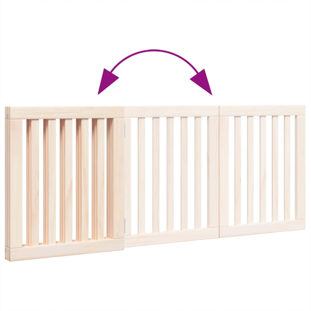 vidaXL Puerta para perros plegable 3 paneles madera de álamo 150 cm