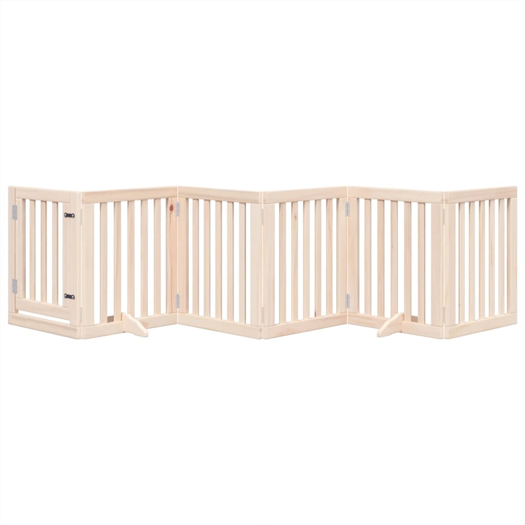 vidaXL Puerta para perros plegable 6 paneles madera de álamo 300 cm