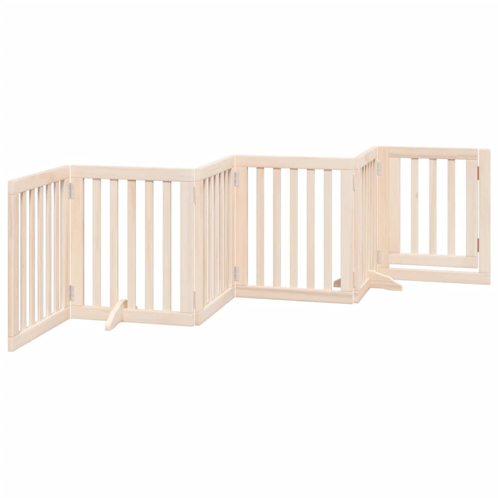 vidaXL Puerta para perros plegable 6 paneles madera de álamo 300 cm