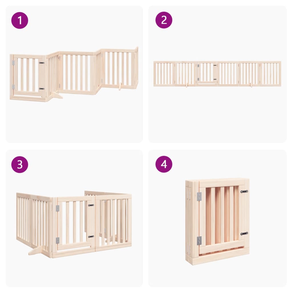 vidaXL Puerta para perros plegable 6 paneles madera de álamo 300 cm