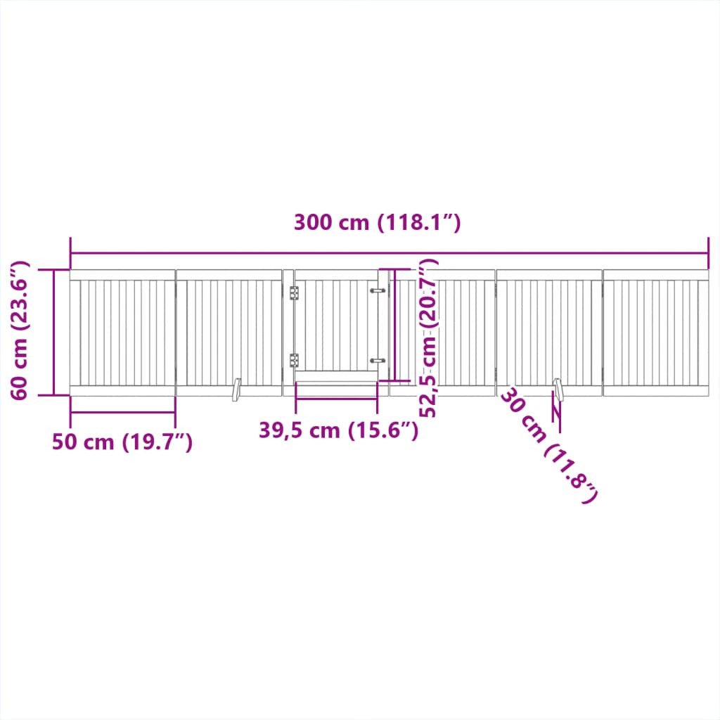 vidaXL Puerta para perros plegable 6 paneles madera de álamo 300 cm