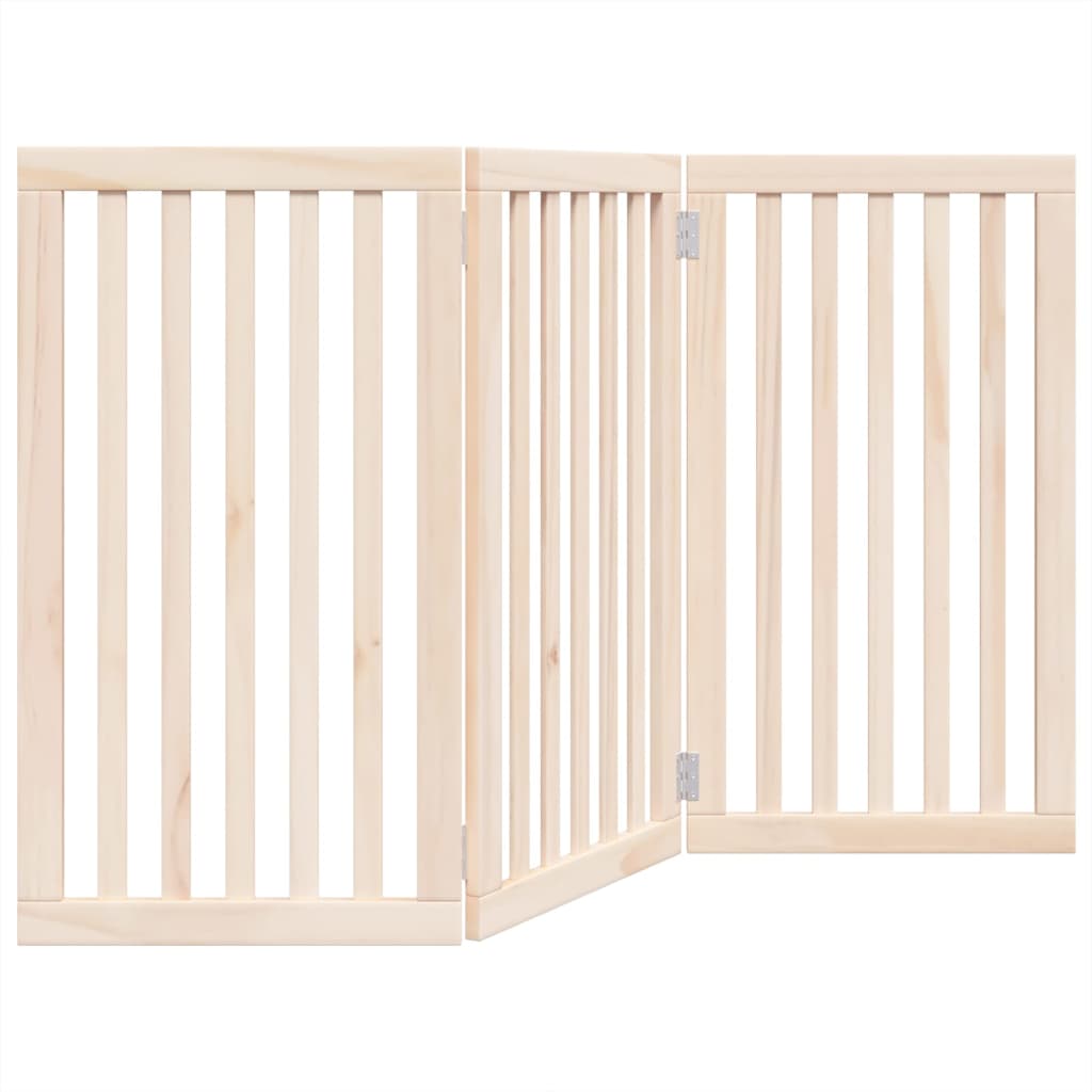 vidaXL Puerta para perros plegable 3 paneles madera de álamo 150 cm