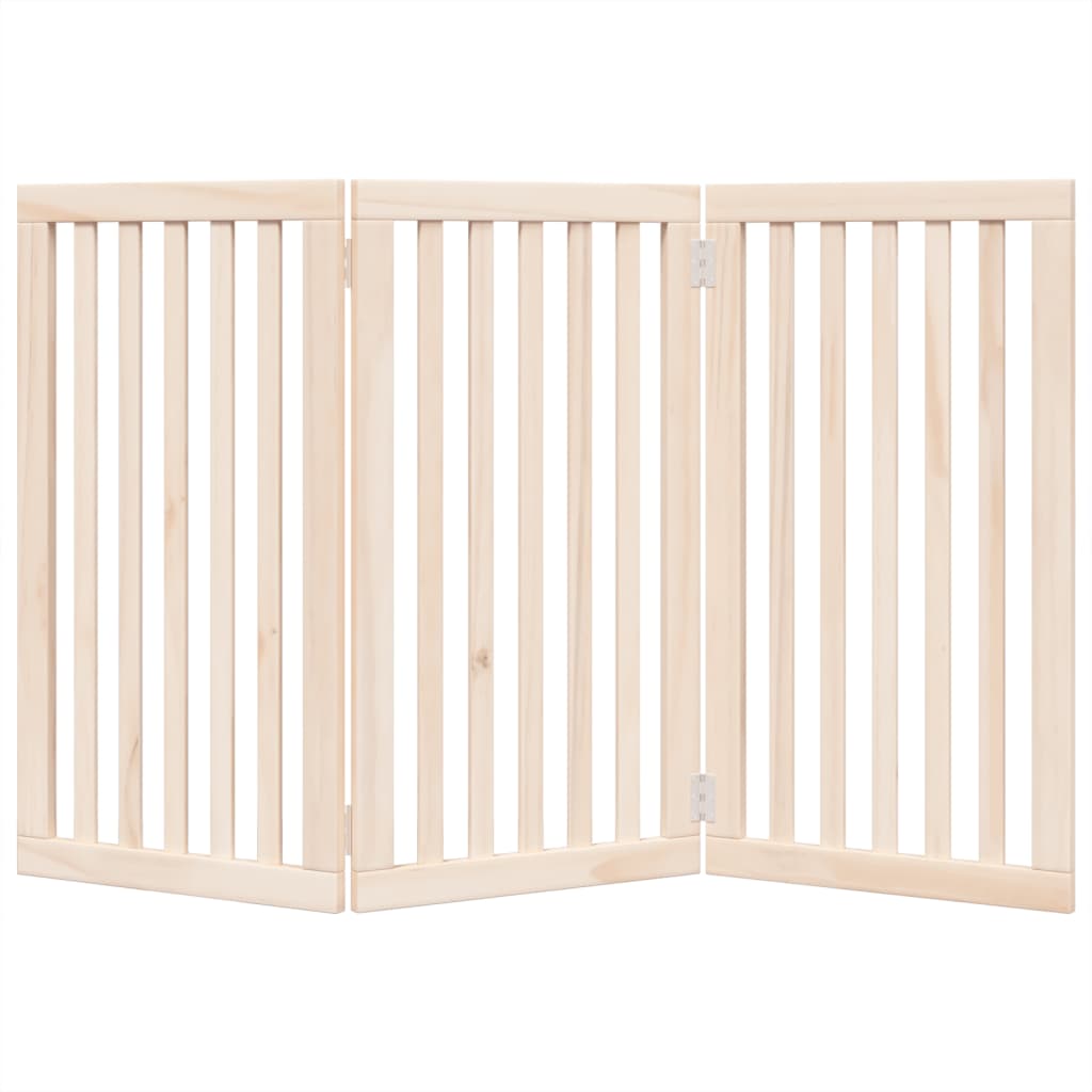 vidaXL Puerta para perros plegable 3 paneles madera de álamo 150 cm