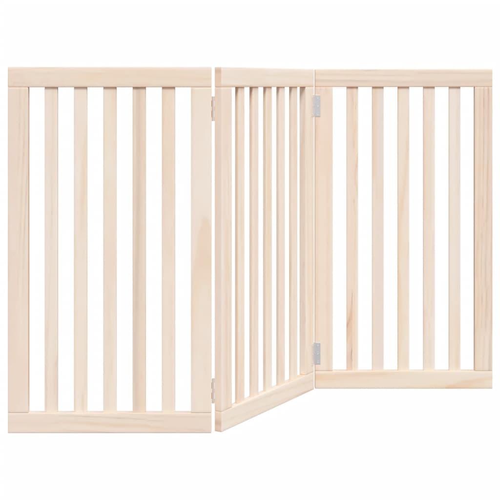 vidaXL Puerta para perros plegable 3 paneles madera de álamo 150 cm