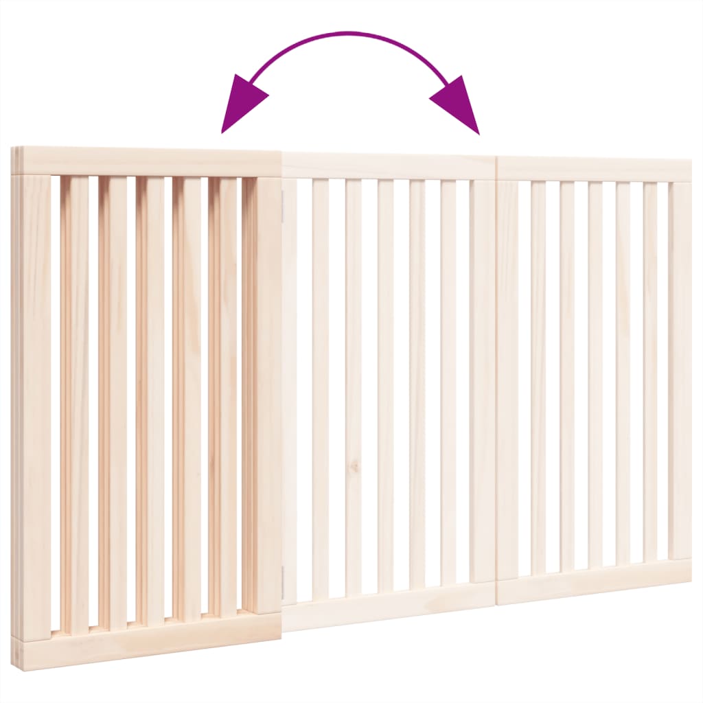 vidaXL Puerta para perros plegable 3 paneles madera de álamo 150 cm