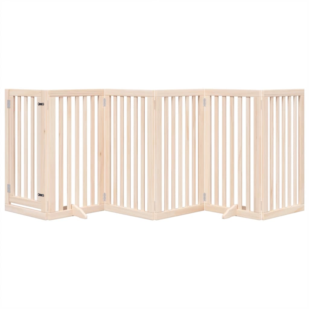 vidaXL Puerta para perros plegable 6 paneles madera de álamo 300 cm