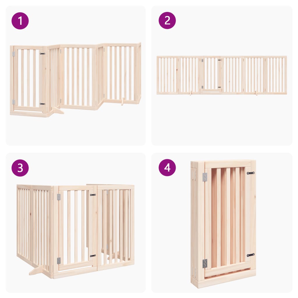 vidaXL Puerta para perros plegable 6 paneles madera de álamo 300 cm