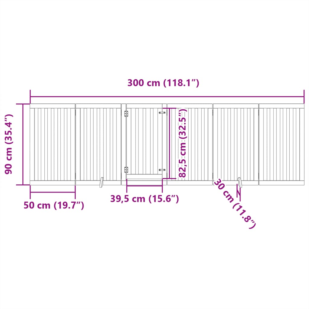 vidaXL Puerta para perros plegable 6 paneles madera de álamo 300 cm