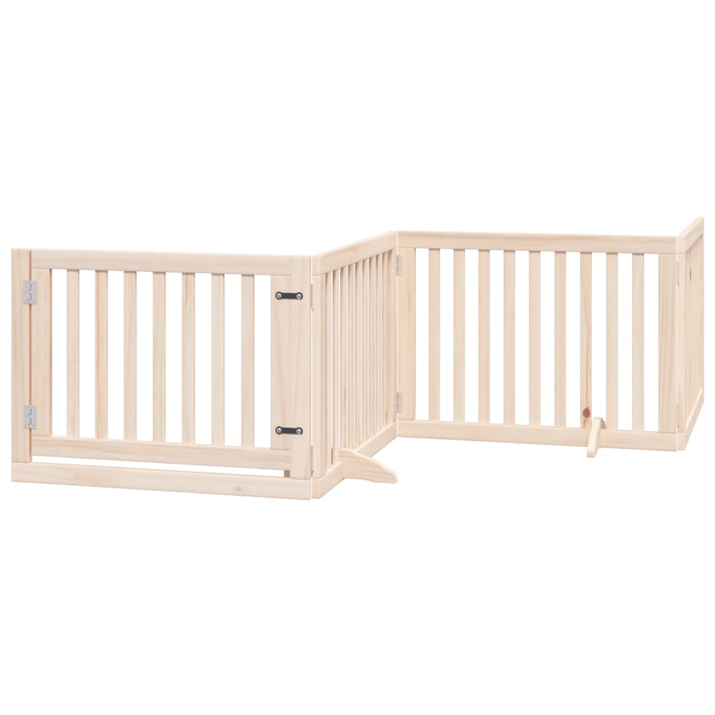 vidaXL Puerta para perros plegable 4 paneles madera de álamo 320 cm