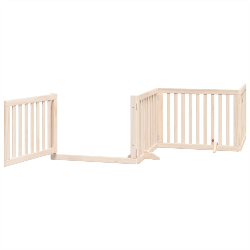 vidaXL Puerta para perros plegable 4 paneles madera de álamo 320 cm