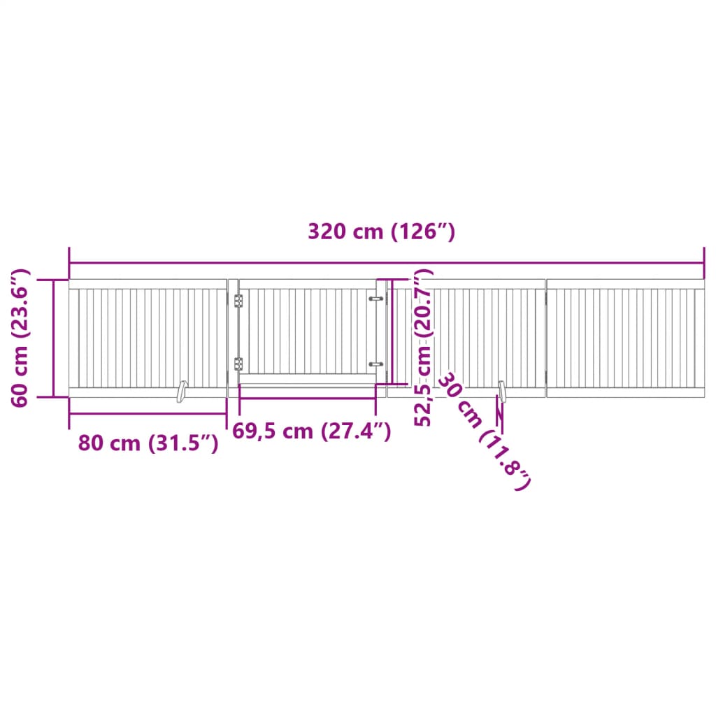 vidaXL Puerta para perros plegable 4 paneles madera de álamo 320 cm