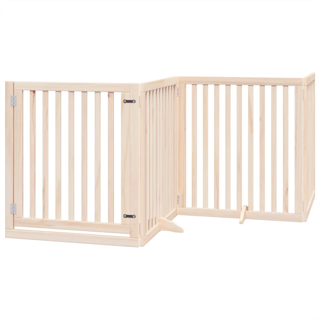 vidaXL Puerta para perros plegable 4 paneles madera de álamo 320 cm