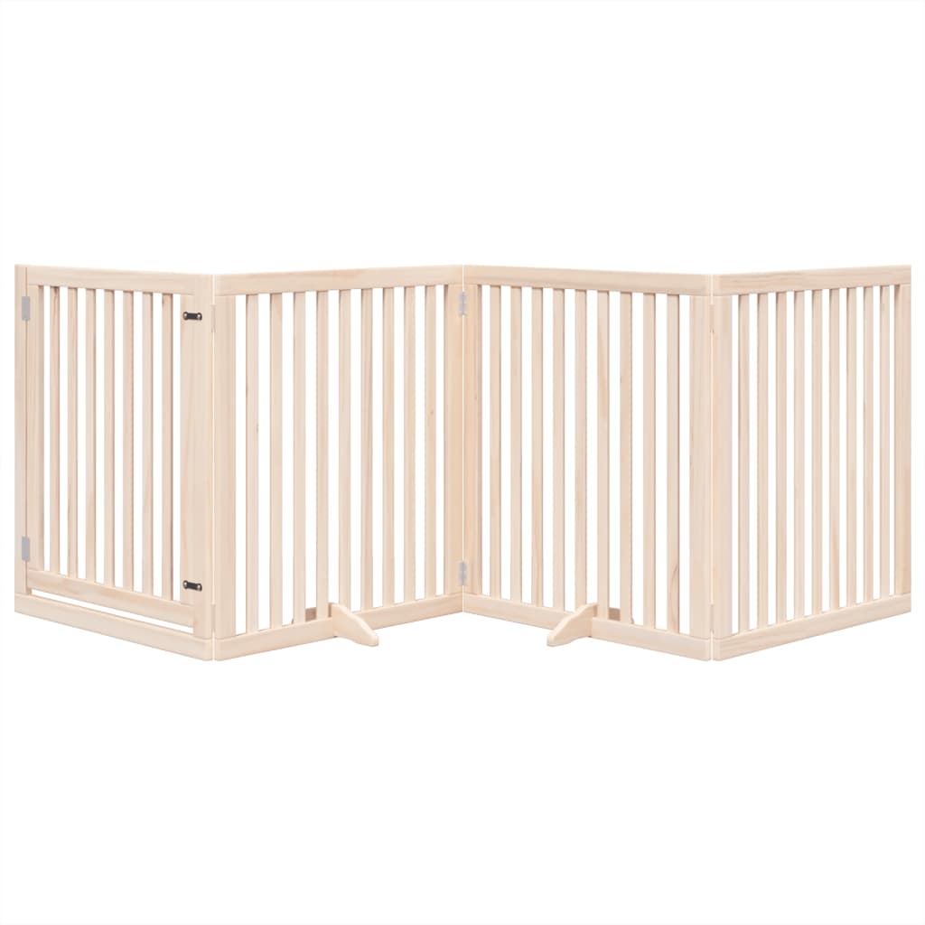 vidaXL Puerta para perros plegable 4 paneles madera de álamo 320 cm