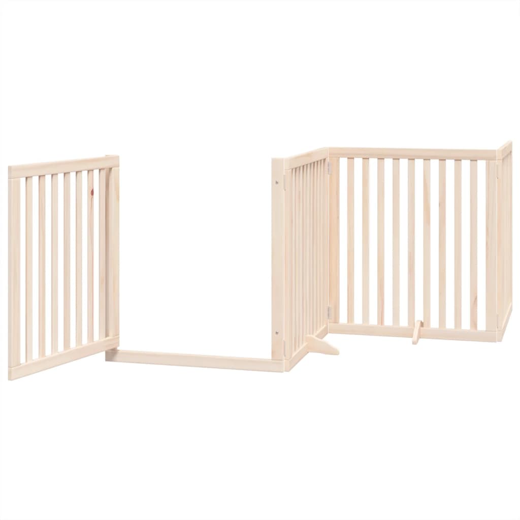 vidaXL Puerta para perros plegable 4 paneles madera de álamo 320 cm