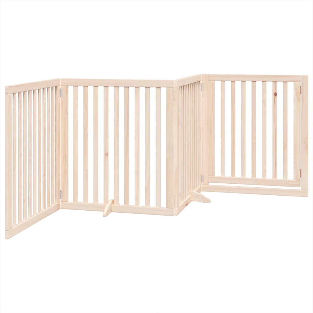 vidaXL Puerta para perros plegable 4 paneles madera de álamo 320 cm