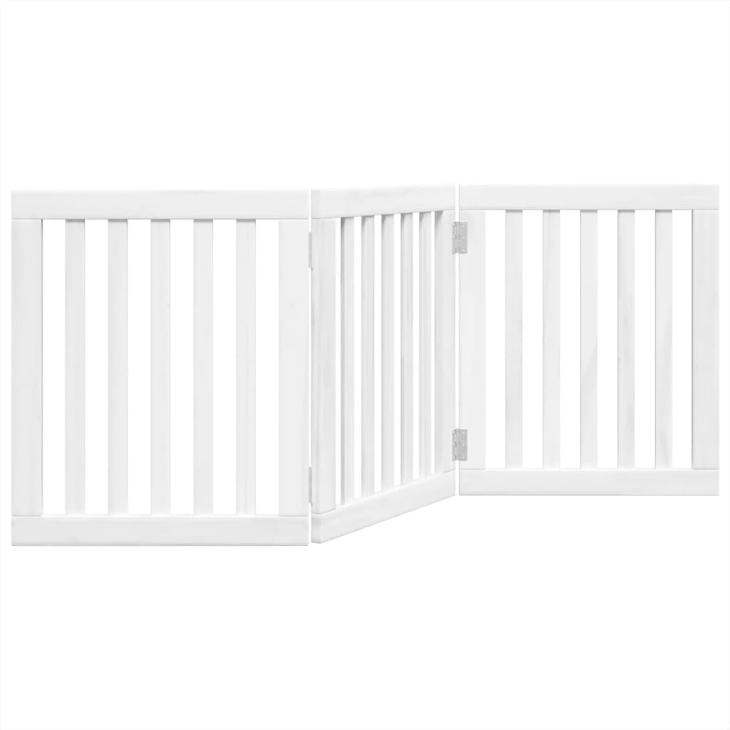 vidaXL Puerta para perros plegable 3 paneles madera álamo blanca 150cm