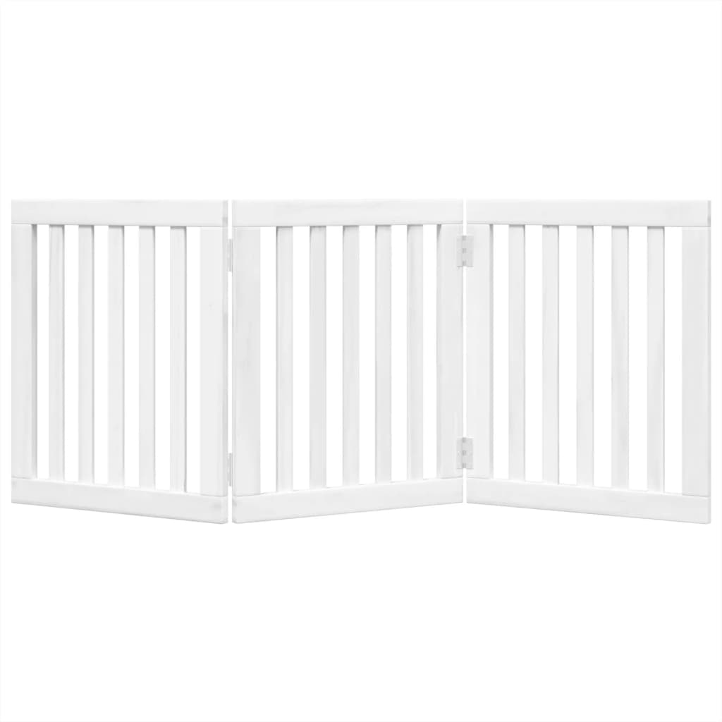 vidaXL Puerta para perros plegable 3 paneles madera álamo blanca 150cm