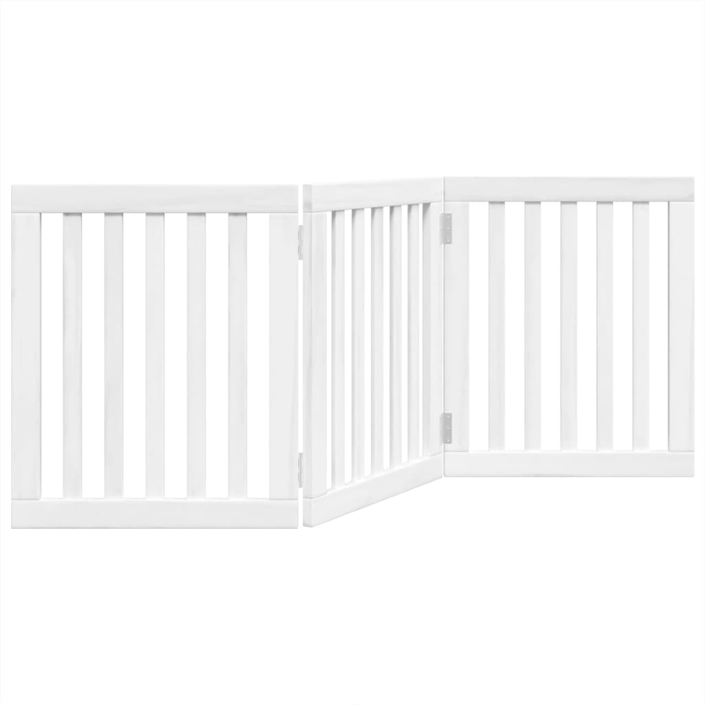 vidaXL Puerta para perros plegable 3 paneles madera álamo blanca 150cm