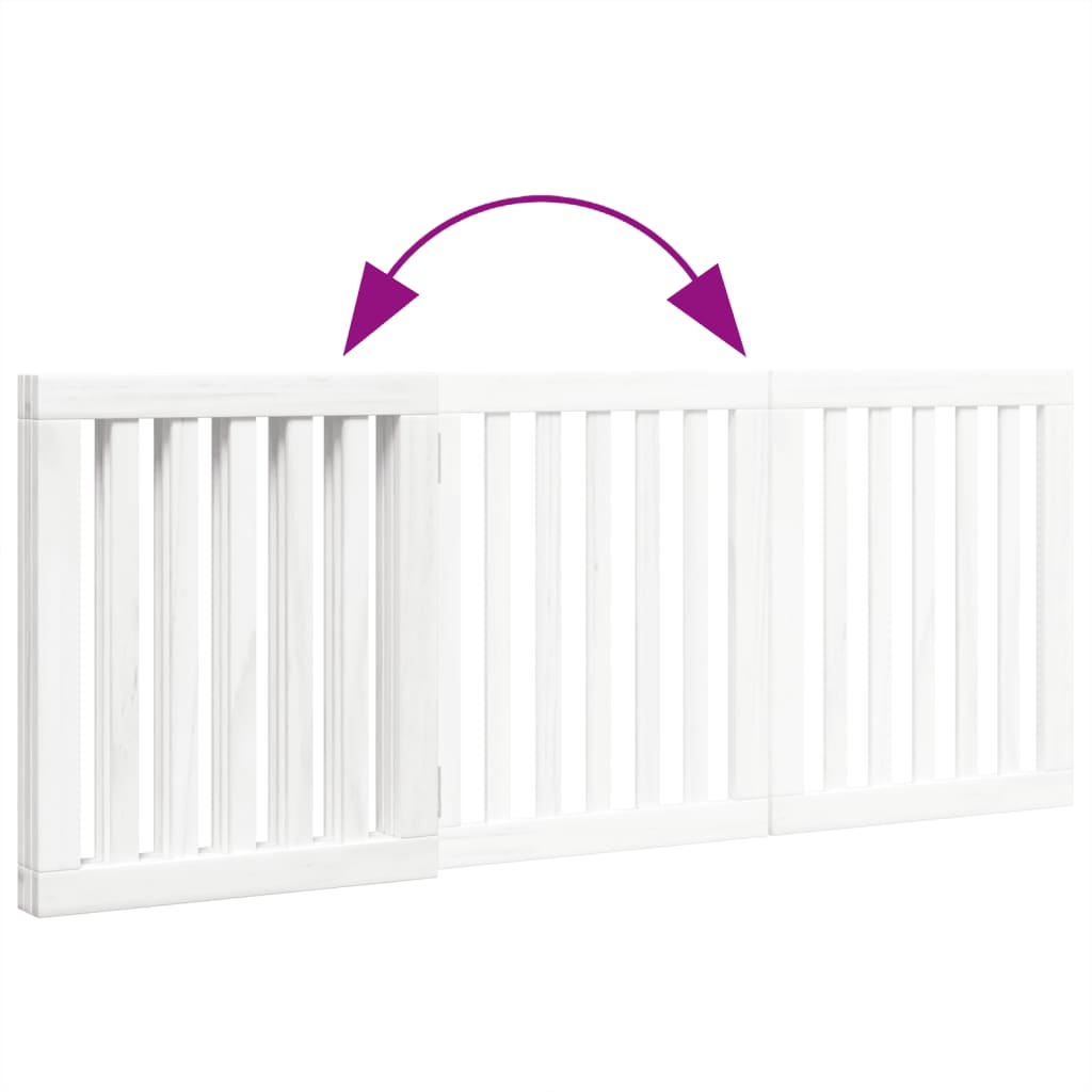 vidaXL Puerta para perros plegable 3 paneles madera álamo blanca 150cm