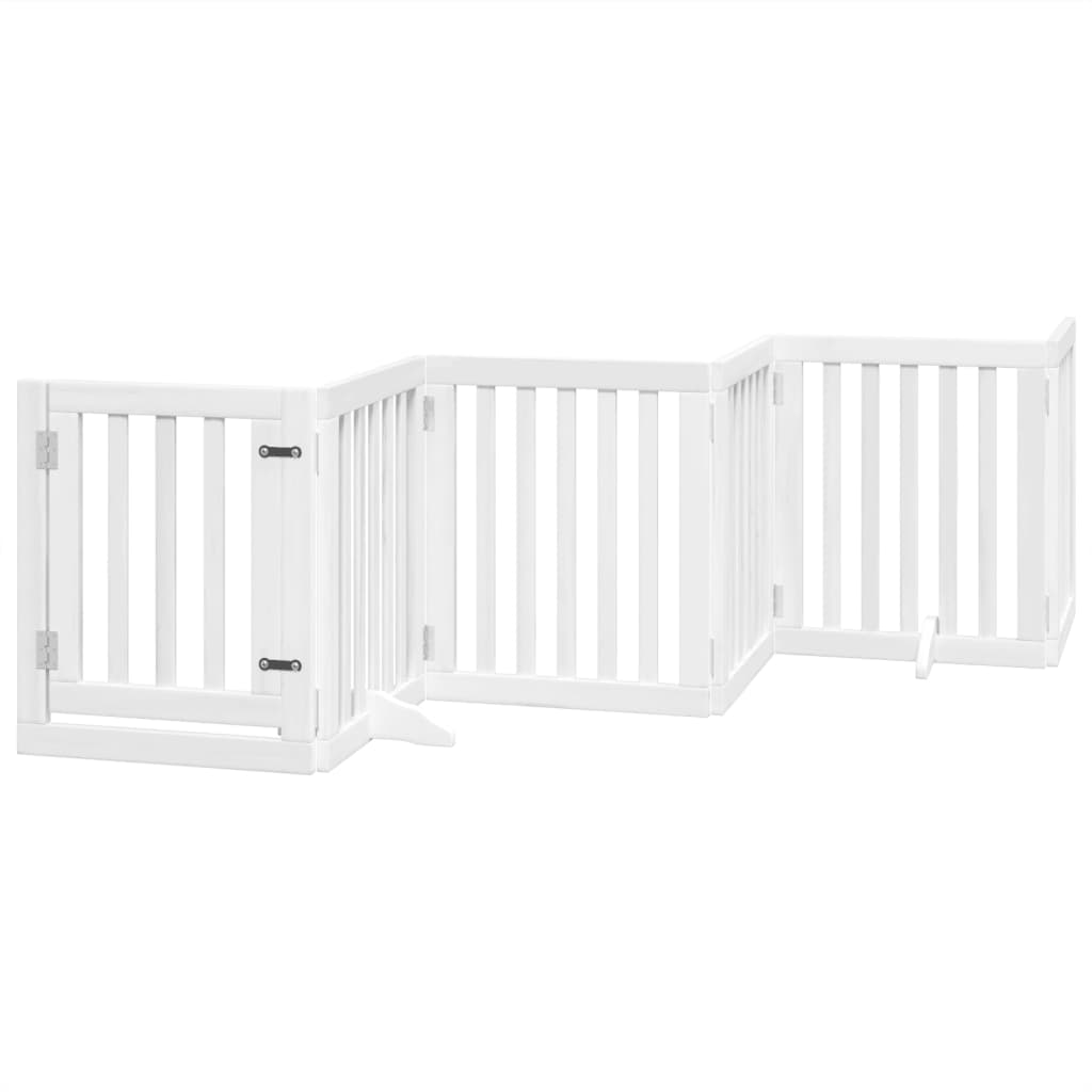 vidaXL Puerta para perros plegable 3 paneles madera álamo blanca 300cm