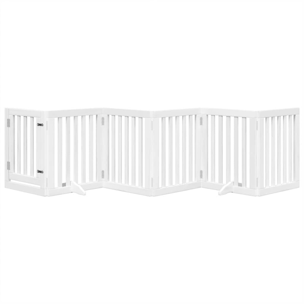 vidaXL Puerta para perros plegable 3 paneles madera álamo blanca 300cm