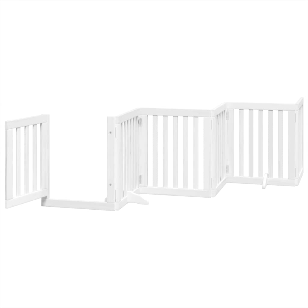 vidaXL Puerta para perros plegable 3 paneles madera álamo blanca 300cm