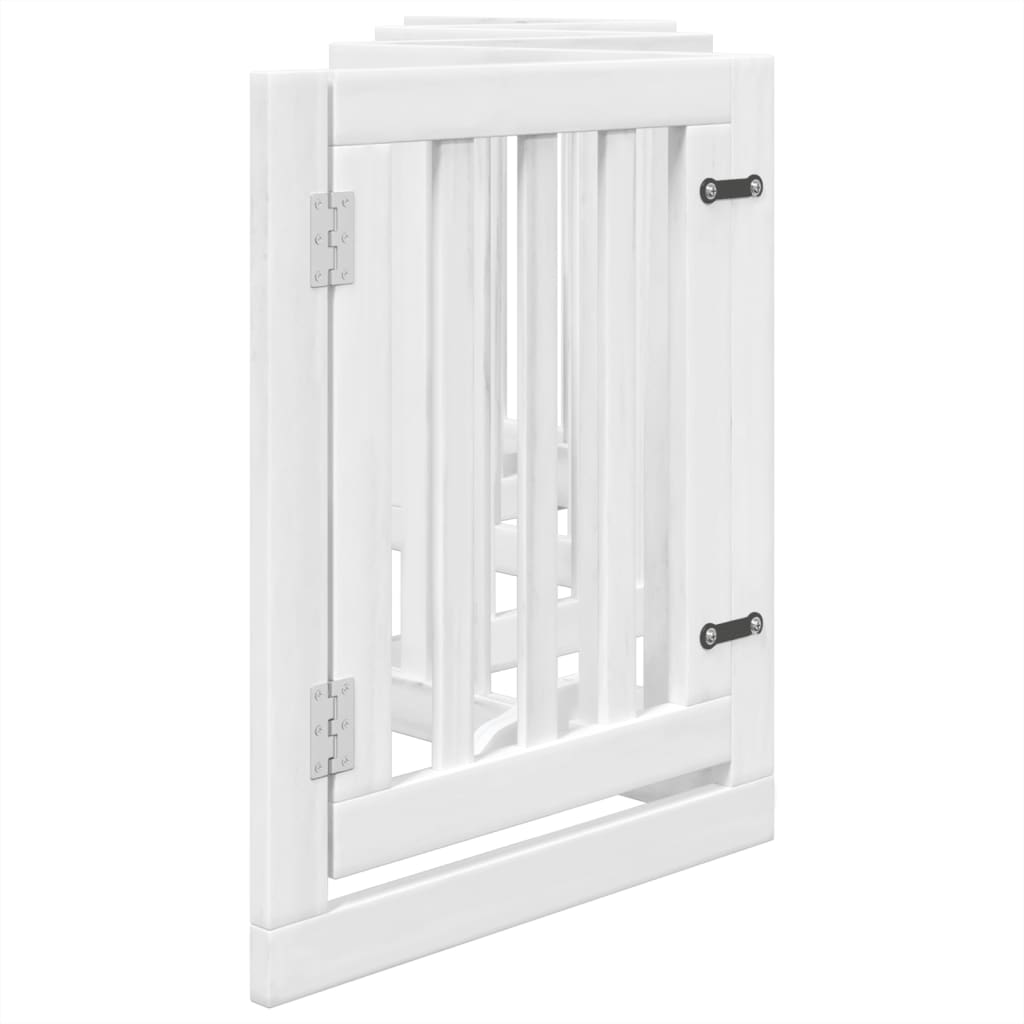 vidaXL Puerta para perros plegable 3 paneles madera álamo blanca 300cm