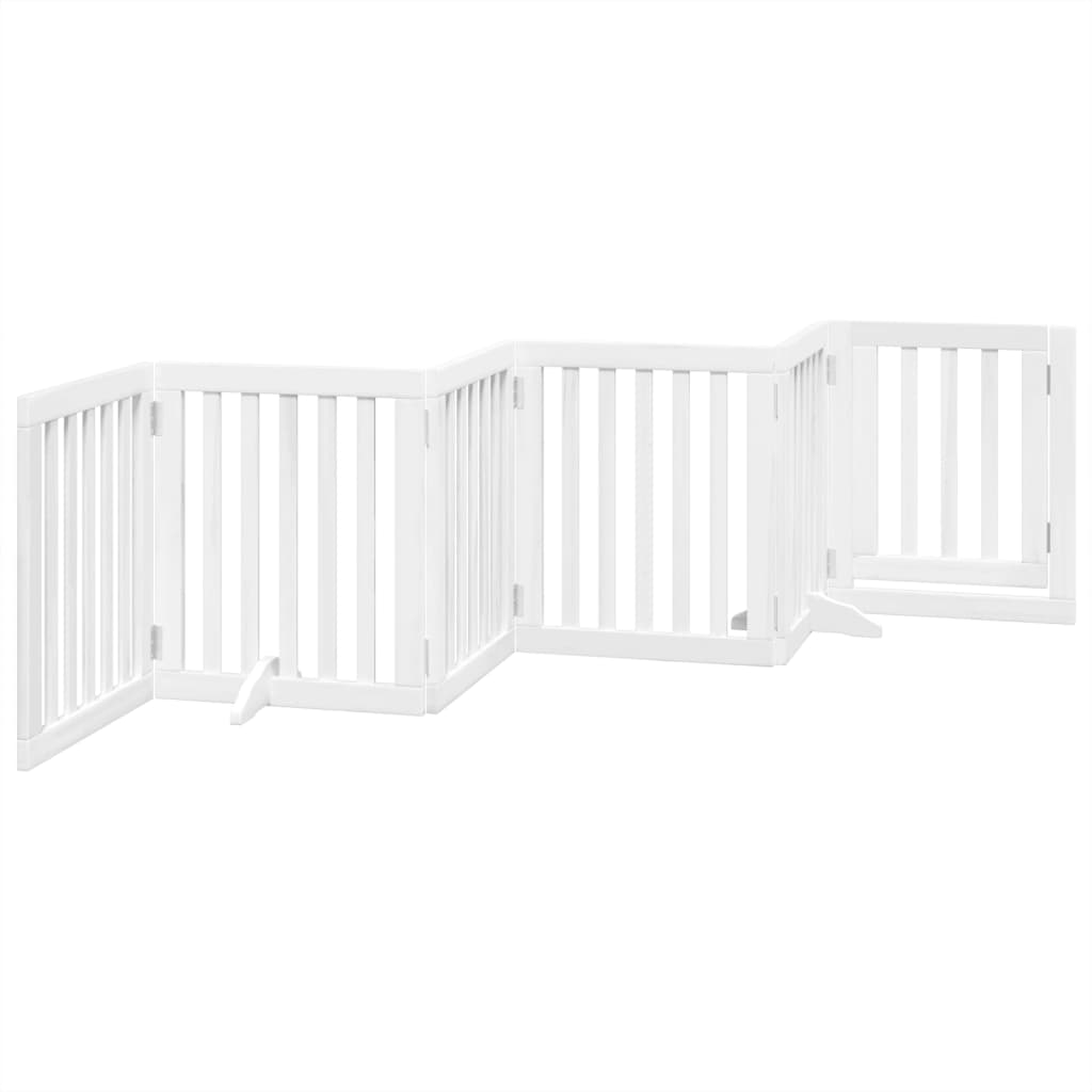 vidaXL Puerta para perros plegable 3 paneles madera álamo blanca 300cm