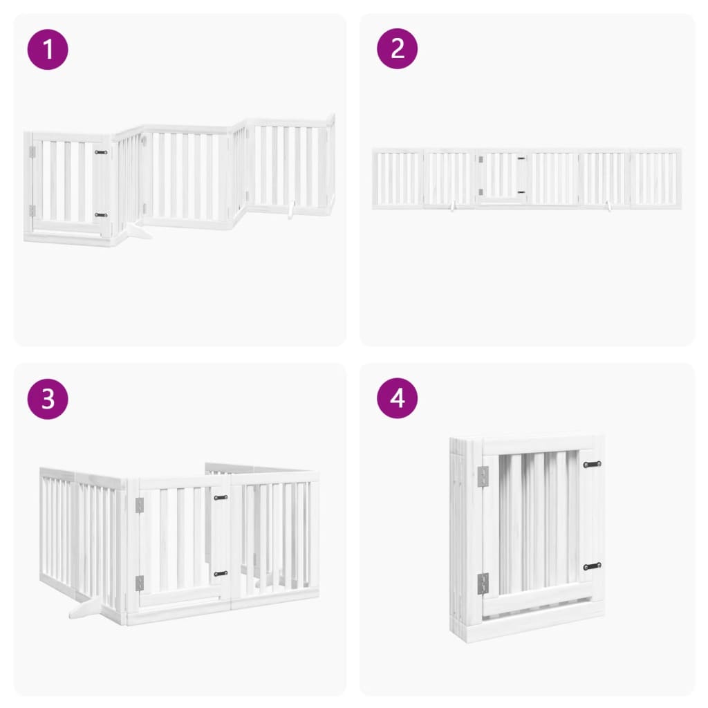 vidaXL Puerta para perros plegable 3 paneles madera álamo blanca 300cm