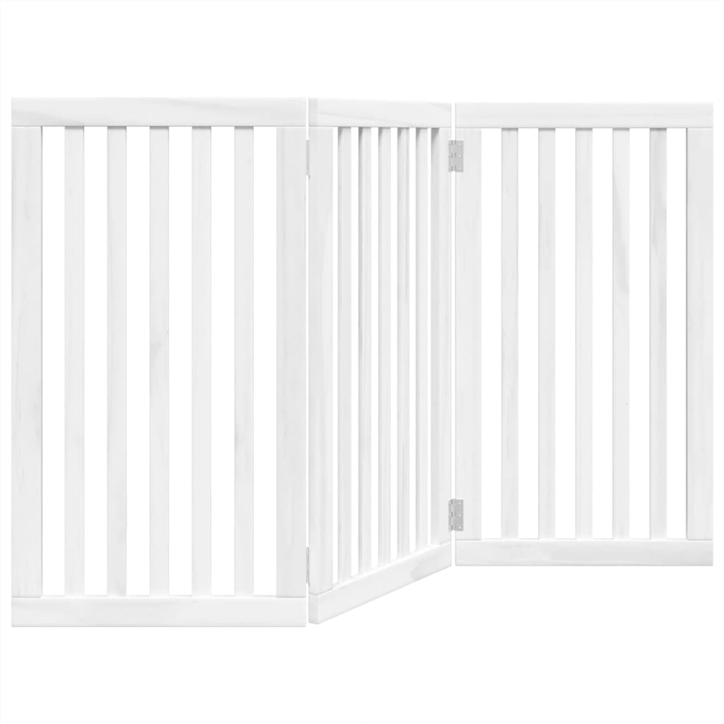 vidaXL Puerta para perros plegable 3 paneles madera álamo blanca 150cm