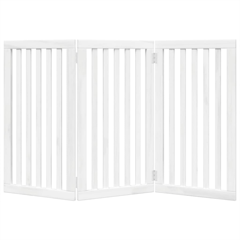 vidaXL Puerta para perros plegable 3 paneles madera álamo blanca 150cm