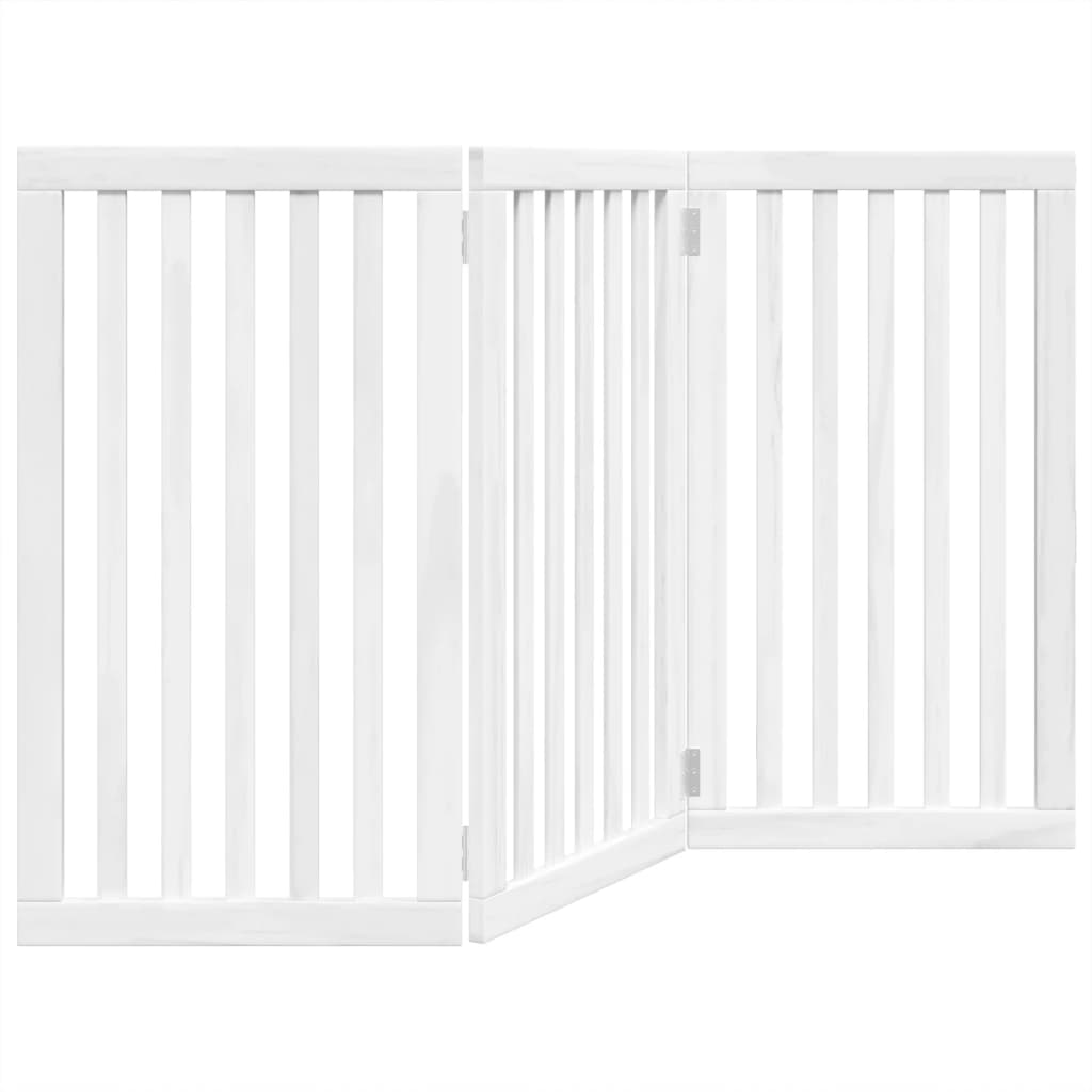 vidaXL Puerta para perros plegable 3 paneles madera álamo blanca 150cm