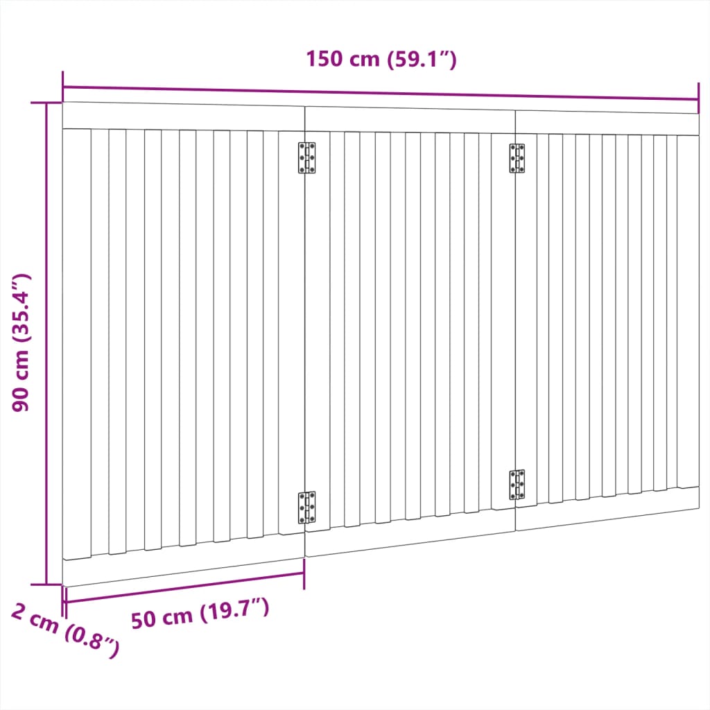 vidaXL Puerta para perros plegable 3 paneles madera álamo blanca 150cm