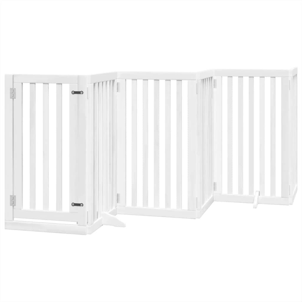 vidaXL Puerta para perros plegable 3 paneles madera álamo blanca 300cm