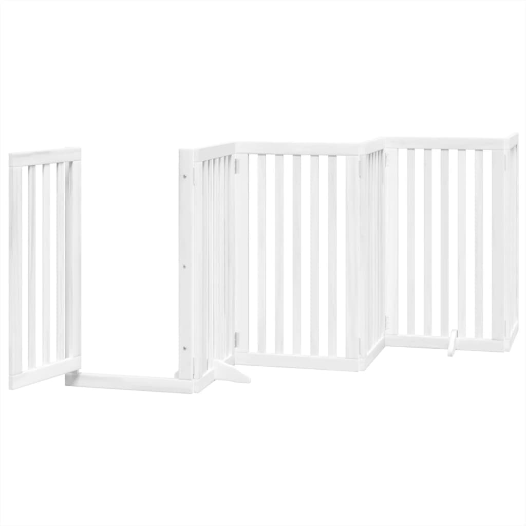 vidaXL Puerta para perros plegable 3 paneles madera álamo blanca 300cm