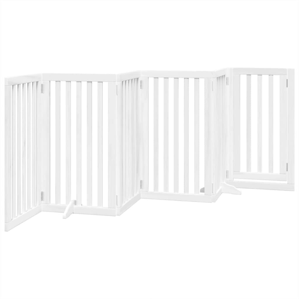 vidaXL Puerta para perros plegable 3 paneles madera álamo blanca 300cm