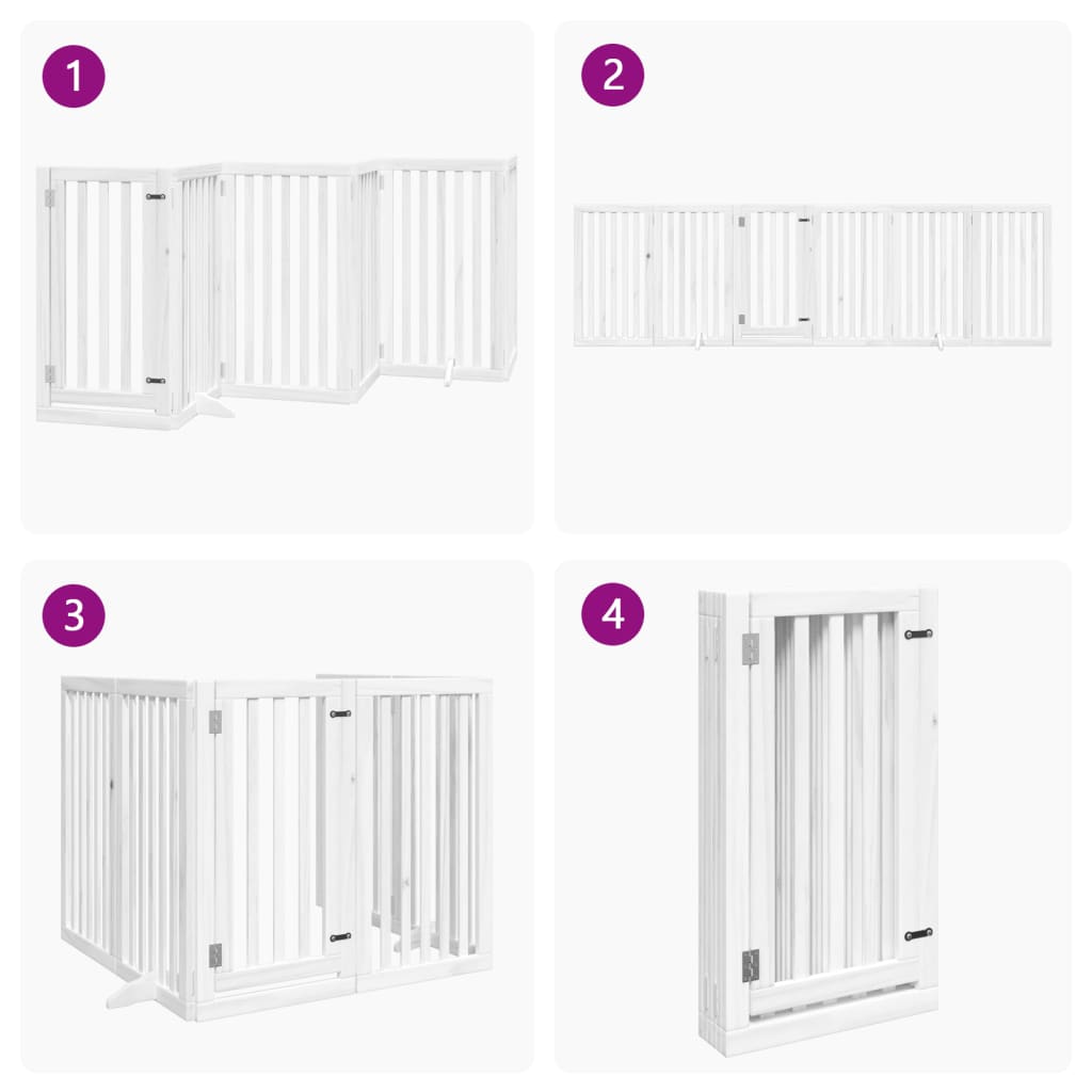 vidaXL Puerta para perros plegable 3 paneles madera álamo blanca 300cm