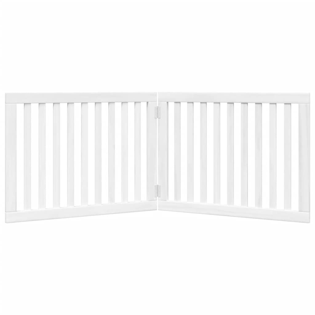 vidaXL Puerta para perros plegable 2 paneles madera álamo blanca 160cm