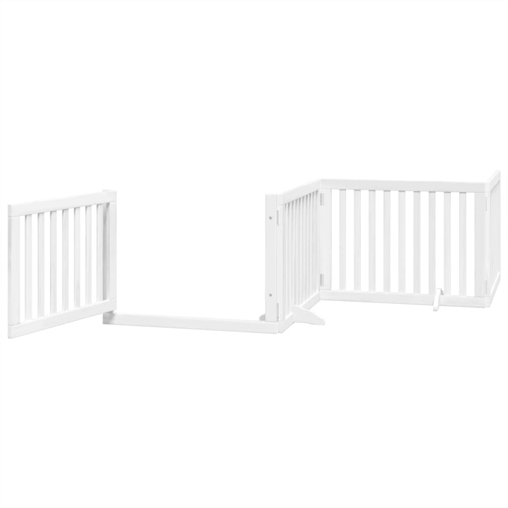 vidaXL Puerta para perros plegable 4 paneles madera álamo blanca 320cm