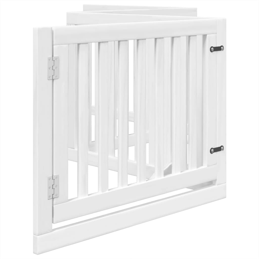 vidaXL Puerta para perros plegable 4 paneles madera álamo blanca 320cm