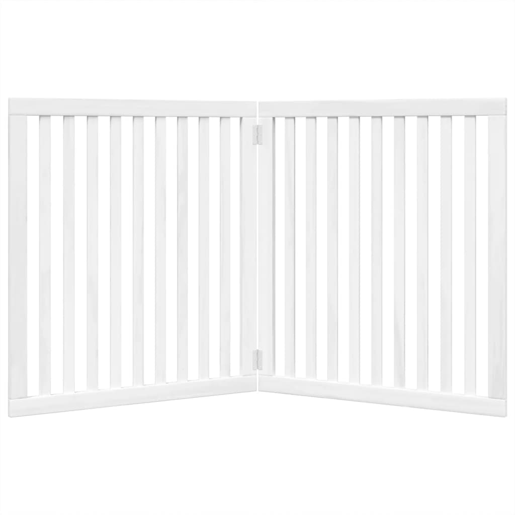 vidaXL Puerta para perros plegable 2 paneles madera álamo blanca 160cm