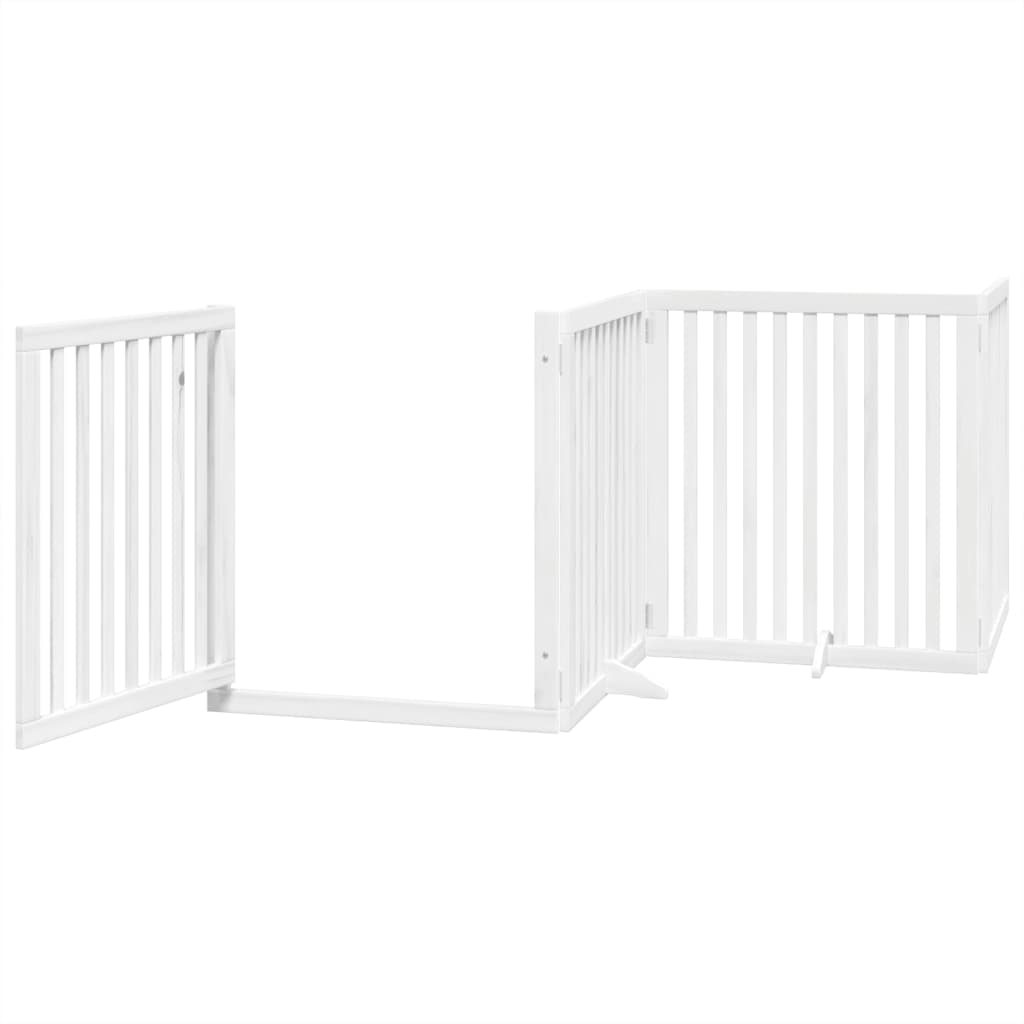 vidaXL Puerta para perros plegable 4 paneles madera álamo blanca 320cm