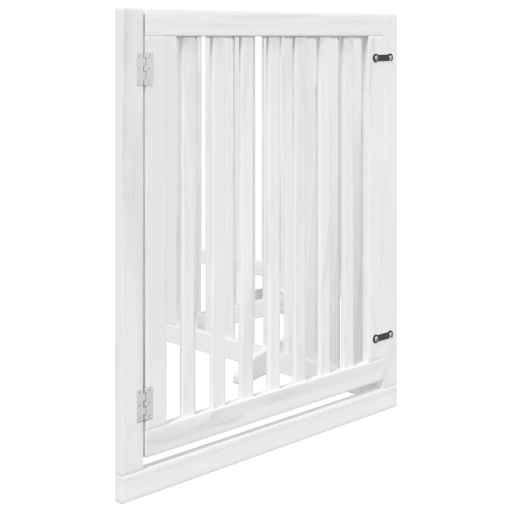 vidaXL Puerta para perros plegable 4 paneles madera álamo blanca 320cm