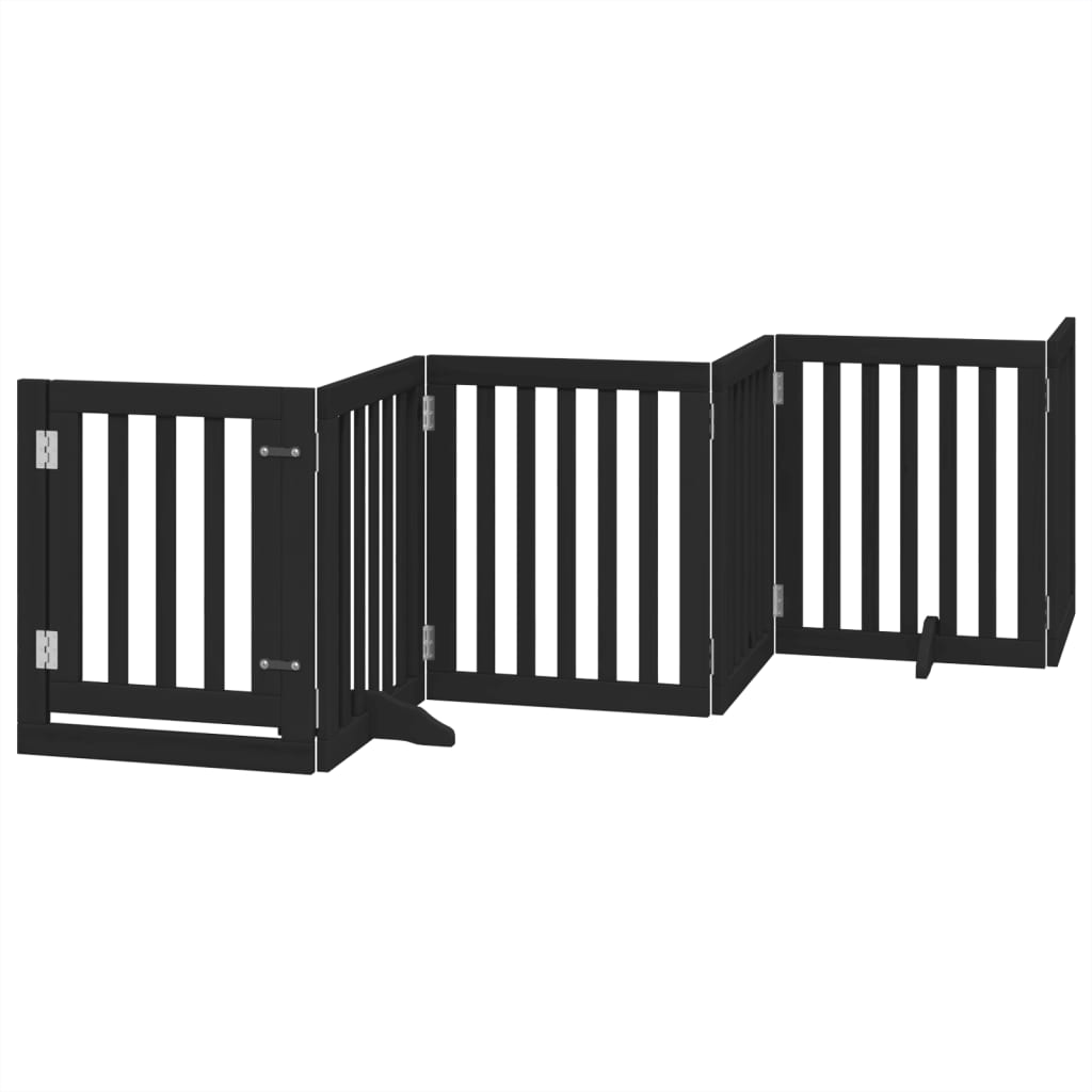 vidaXL Puerta para perros plegable 6 paneles madera álamo negra 300 cm