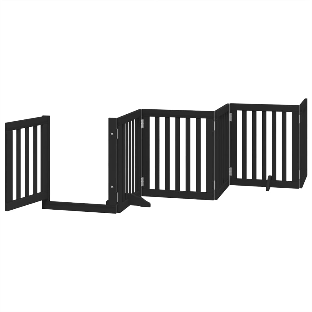 vidaXL Puerta para perros plegable 6 paneles madera álamo negra 300 cm