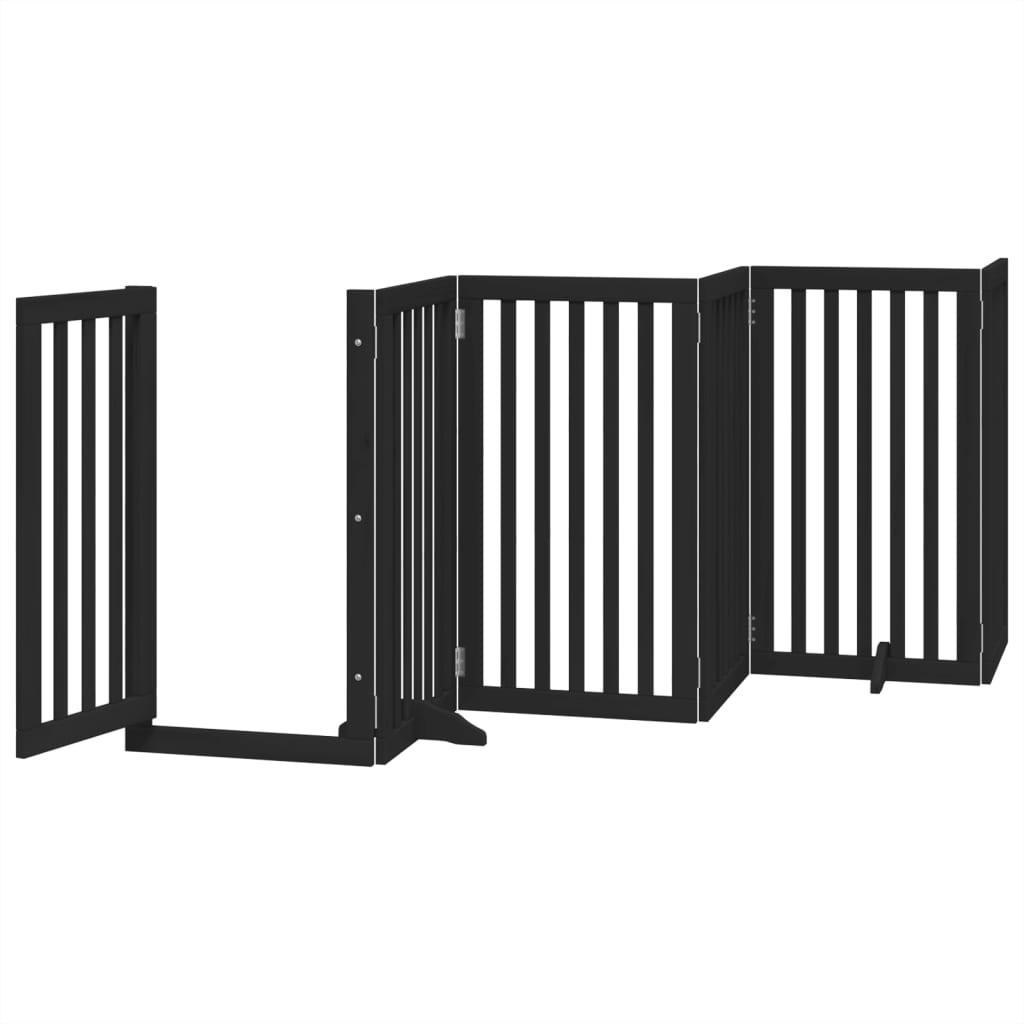 vidaXL Puerta para perros plegable 6 paneles madera álamo negra 300 cm